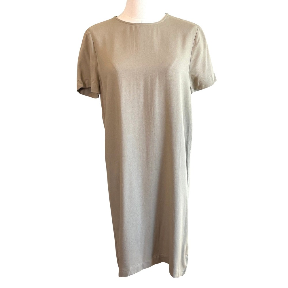 Jenni Kayne Shift Dress Khaki Tan Womens XS Short Sleeve‎ Viscose Keyhole Back